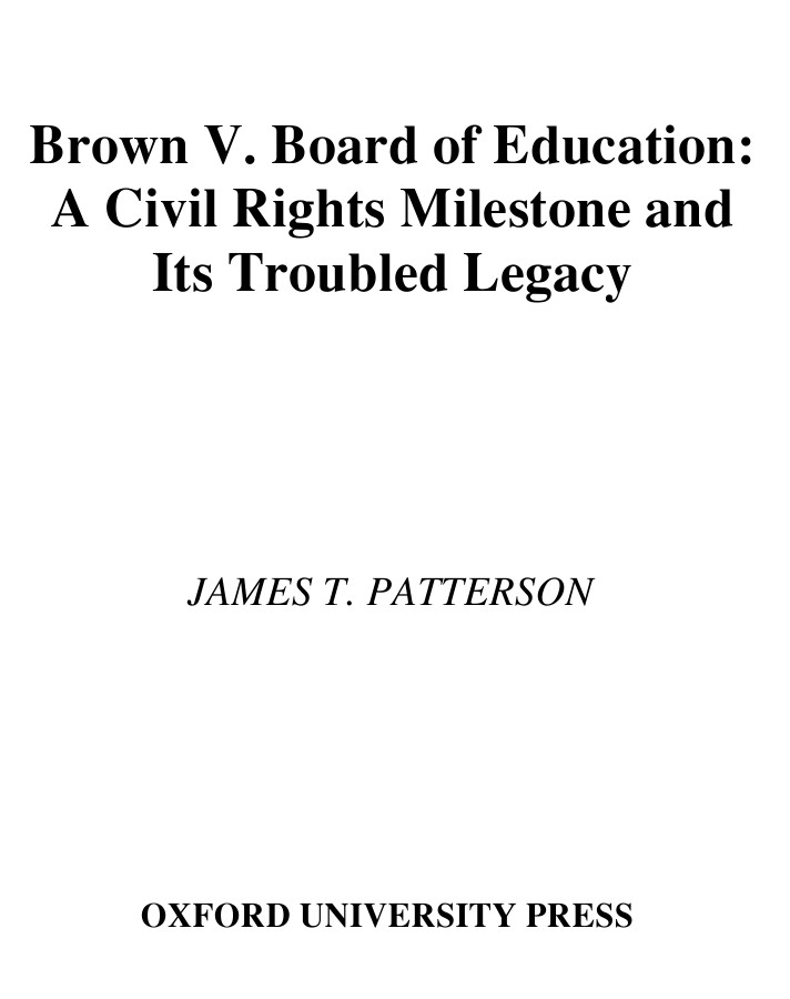 Brown V Board Of Education Patterson James T