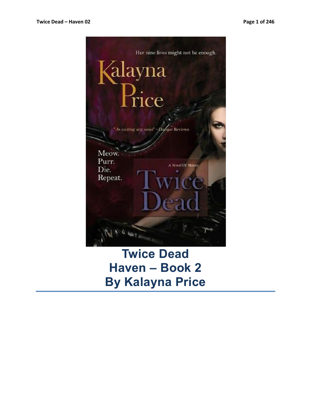 Twice Dead Haven 02 Kalayna Price