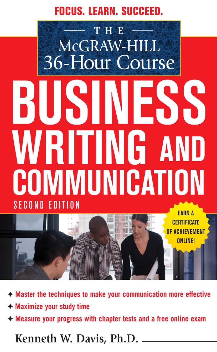 Mcgrawhill 36hour Course In Business Writing And Communication Second Edition Mcgrawhill 36hour Courses Davis