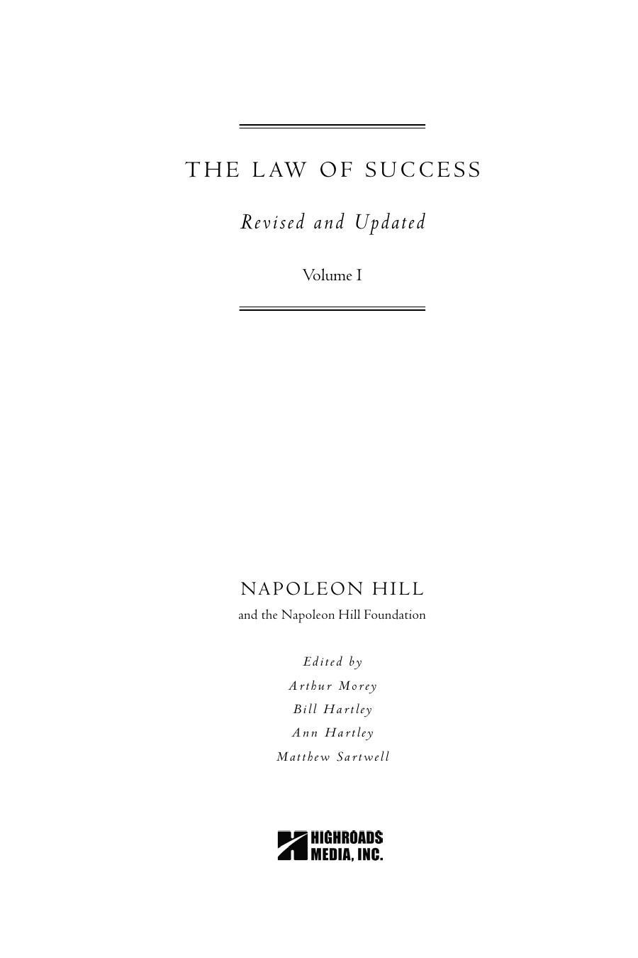 Law Of Success Volume I Hill Napoleon