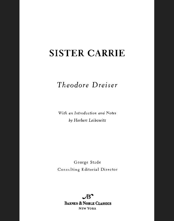 Sister Carrie Dreiser Theodore