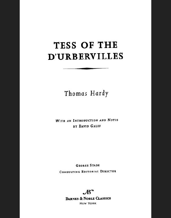 Tess Of The Durbervilles Hardy Thomas