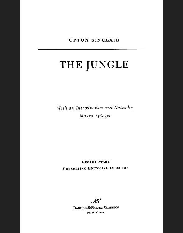 The Jungle Sinclair Upton