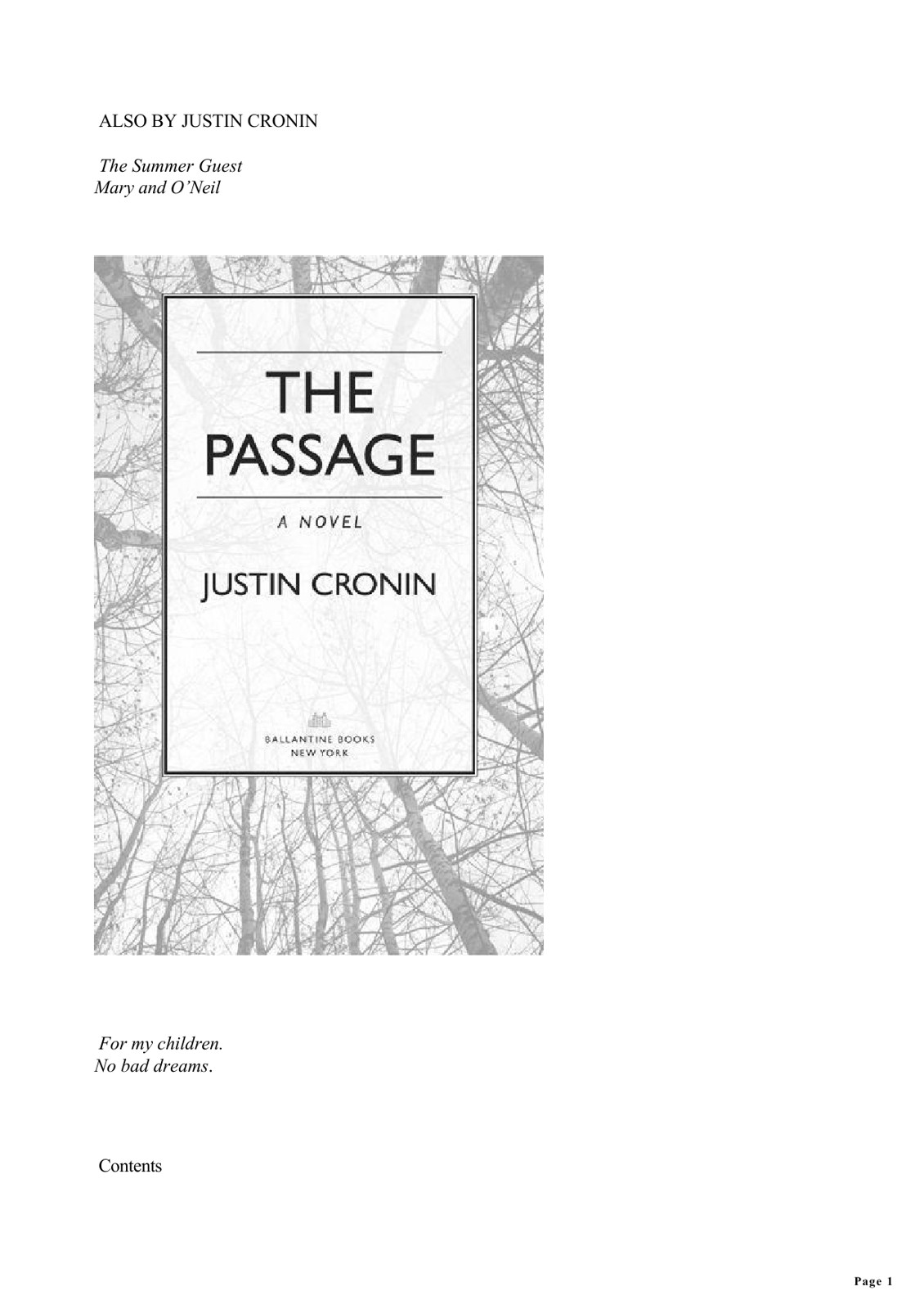 The Passage Cronin Justin