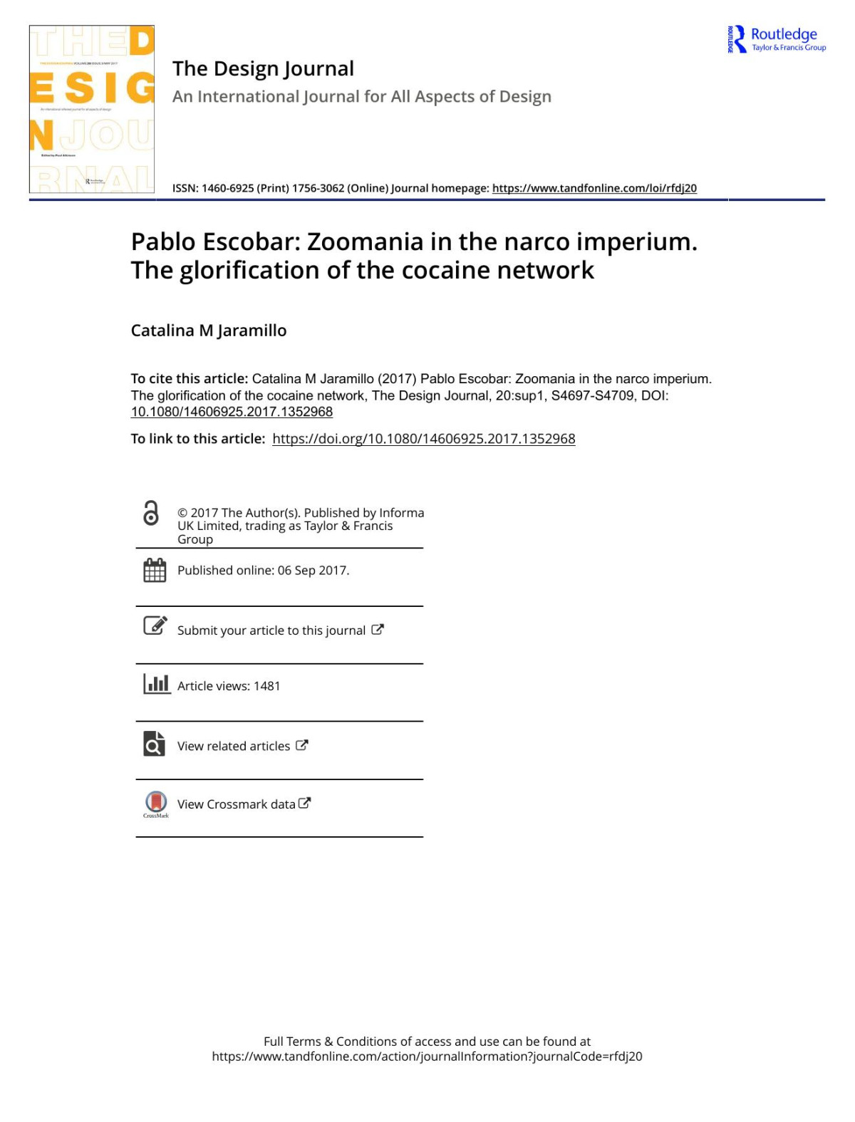Pablo Escobar Zoomania In The Narco Imperium The Glorification Of The Cocaine Network Catalina M Jaramillo