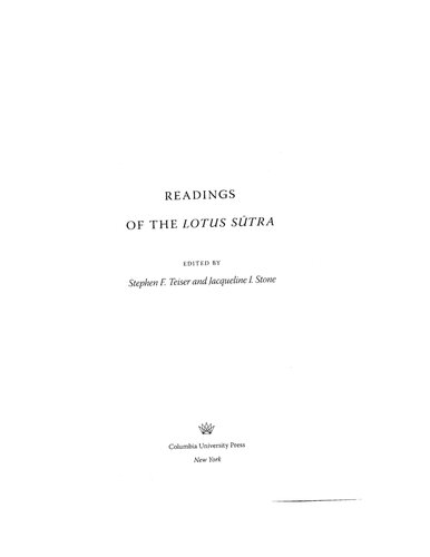 Readings Of The Lotus Sutra Stephen F Teiser Jacqueline I Stone