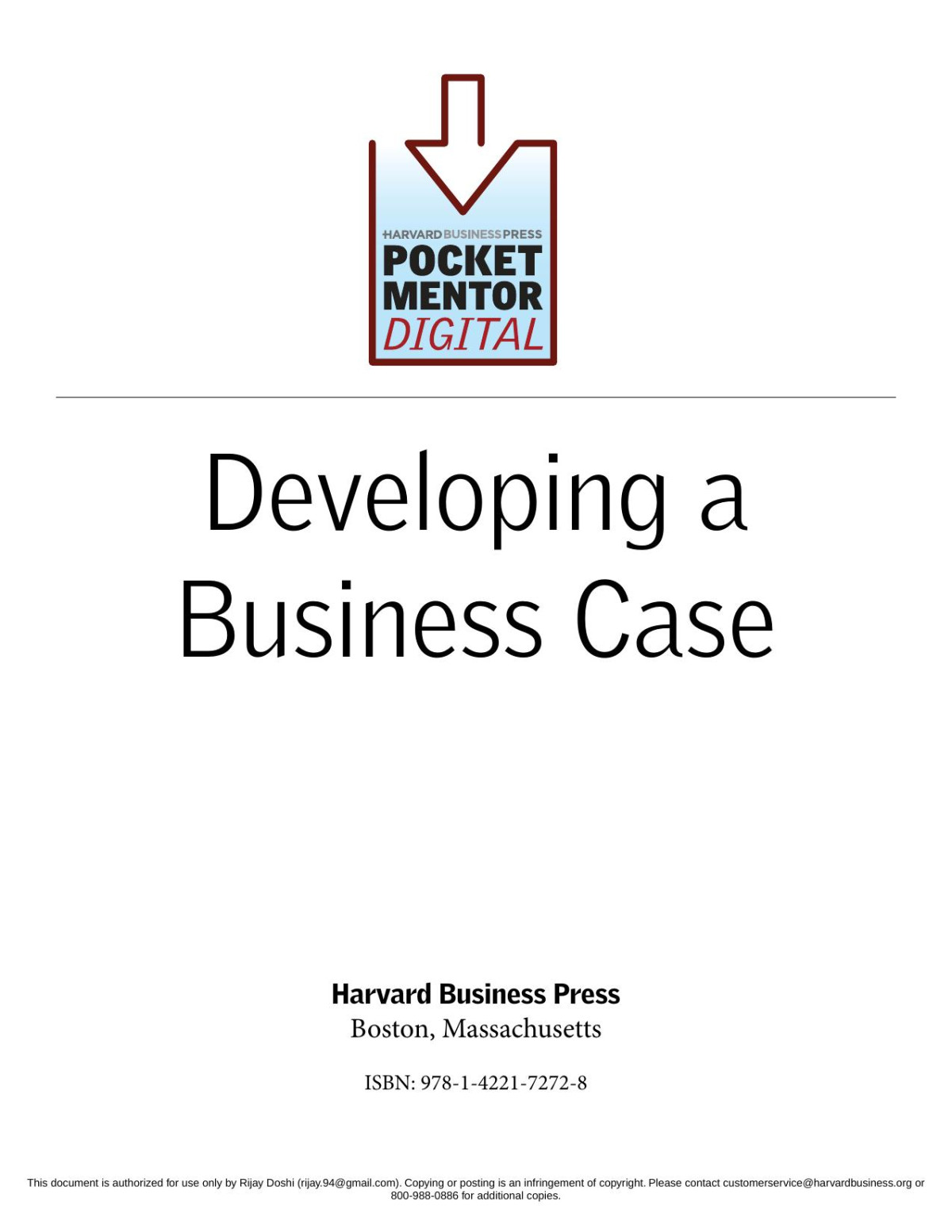 Developing A Business Case 1st Edition Harvard Business