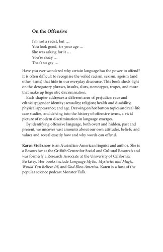 On The Offensive Prejudice In Language Past And Present Karen Stollznow