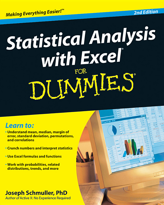 Statistical Analysis With Excel For Dummies Joseph Schmuller