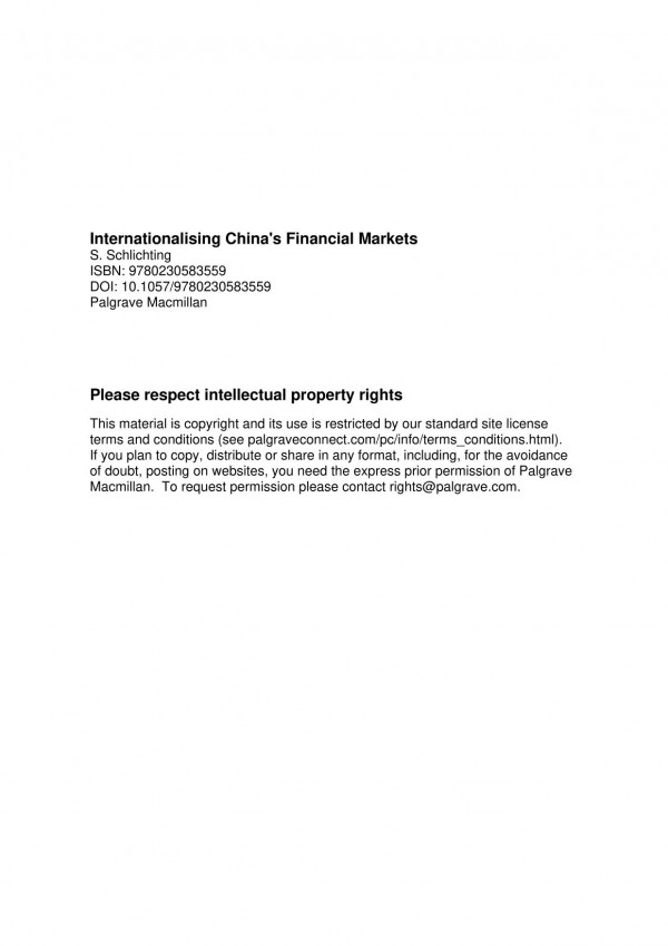 Internationalising Chinas Financial Markets Schlichting Svenja