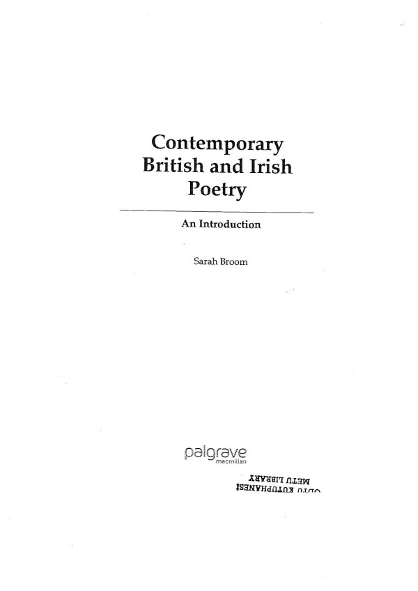 Contemporary British And Irish Poetry An Introduction Broom