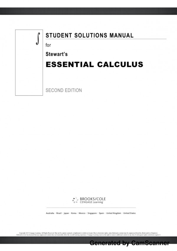 Student Solutions Manual For Stewarts Essential Calculus 2nd Ed Stewart