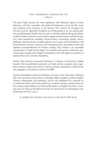 The Cambridge Companion To Virgil 2nd Edition Fiachra Mac Gorain Charles Martindale