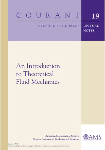 An Introduction To Theoretical Fluid Mechanics Stephen Childress