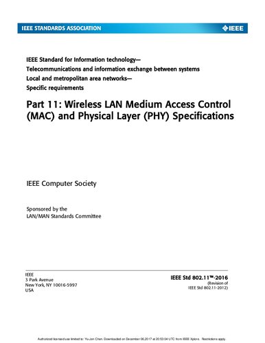 Eee Standard For Information Technologytelecommunications And Information Exchange Between Systems Local And Metropolitan Area Networks Specific Requirements Part 11 Wireless Medium Access Control Mac And Physical Layer Phy Specifications Ieee