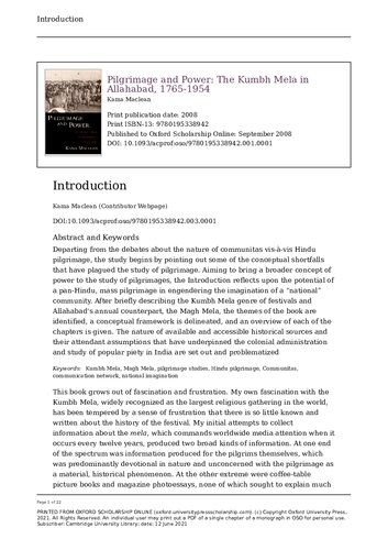 Pilgrimage And Power The Kumbh Mela In Allahabad 17651954 Kama Maclean