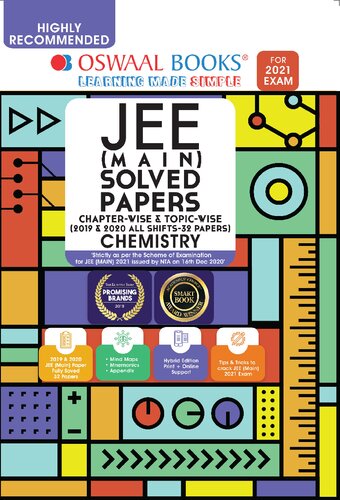 Oswaal Iit Jee Main Solved Papers Chemistry Chapterwise And Topicwise 2019 And 2020 All Shifts 32 Papers Oswaal Experts