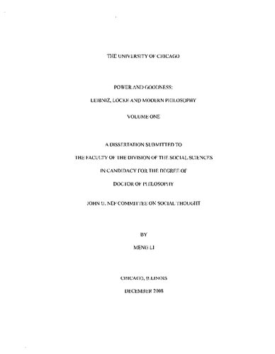 Power And Goodness Leibniz Locke And Modern Philosophy Meng Li