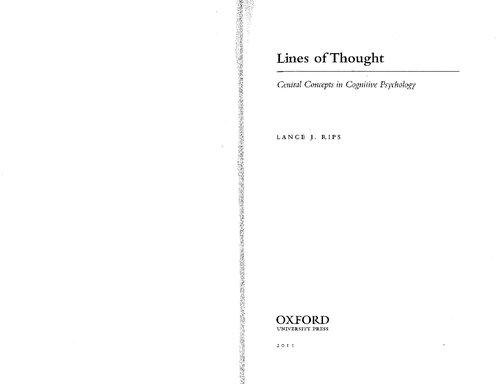 Lines Of Thought Central Concepts In Cognitive Psychology Lance J Rips