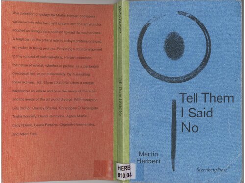 Tell Them I Said No Sternberg Press Martin Herbert