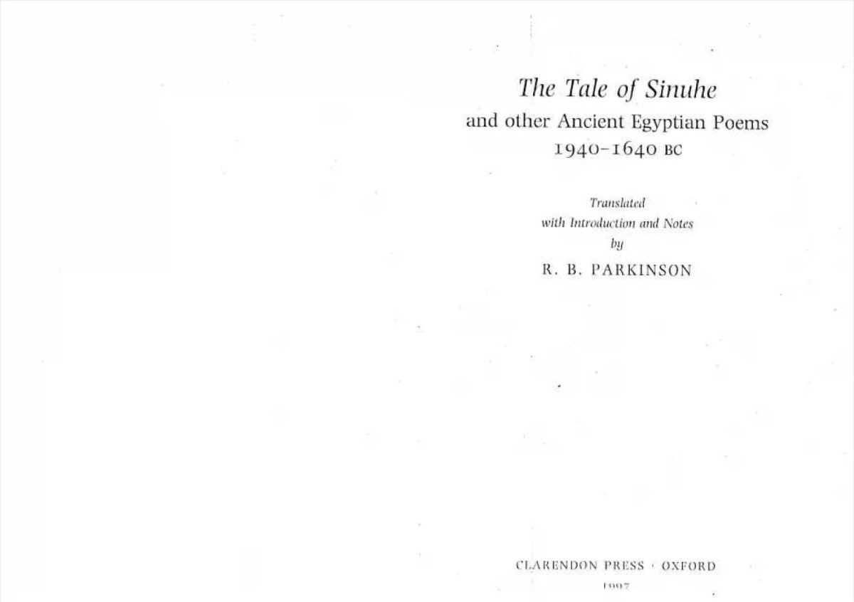 The Tale Of Sinuhe And Other Ancient Egyptian Poems 19401640 Bc Oxford Worlds Classics Anonymous Rb Parkinson