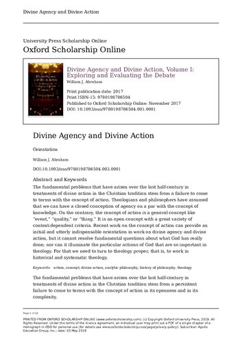 Divine Agency And Divine Action Volume I Exploring And Evaluating The Debate 1st Edition William J Abraham