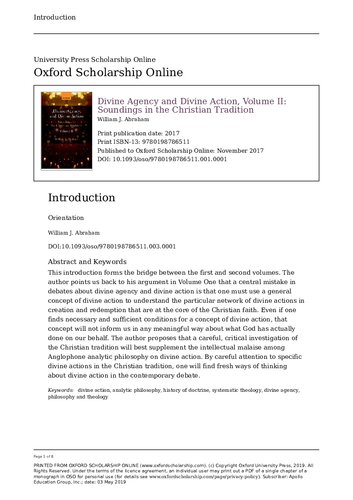 Divine Agency And Divine Action Volume Ii Soundings In The Christian Tradition 1st Edition William J Abraham