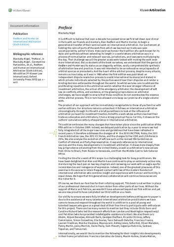 Redfern And Hunter On International Arbitration 6th Edition Coll