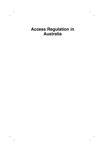 Access Regulation In Australia Geoff Petersen