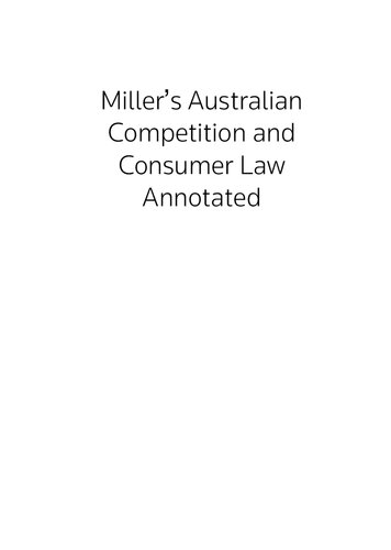 Millers Australian Competition Consumer Law Annotated 2017 39th Edition Llb Hons Russell V Miller Am