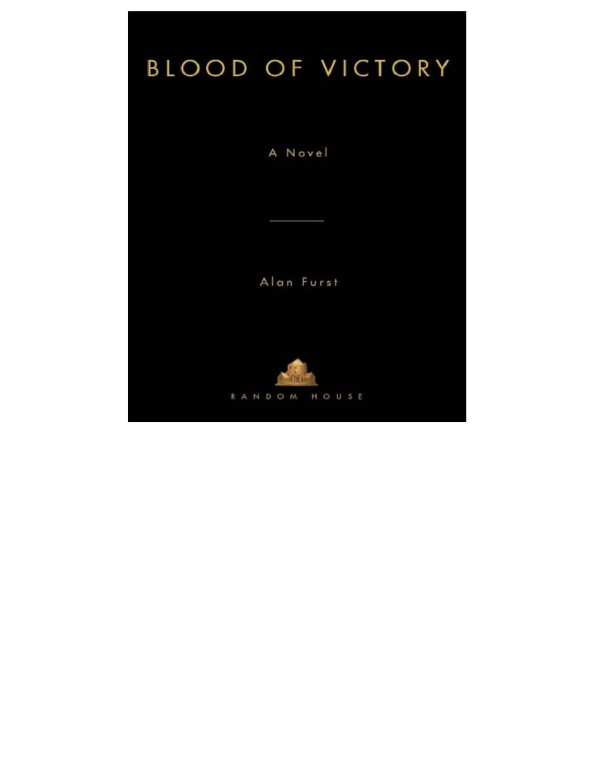 Blood Of Victory Alan Furst Furst Alan
