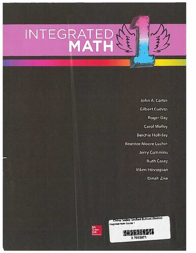 Integrated Math 1 Teacher Edition Dinah Zike John A Carter Gilbert Cuevas