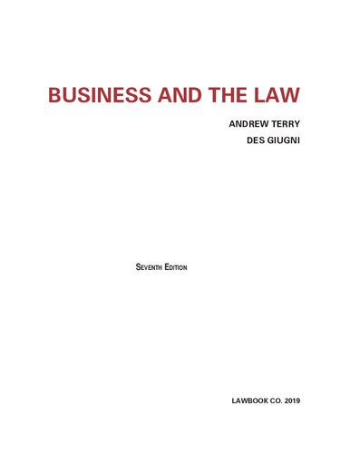 Business And The Law 7th Edition Andrew Terry