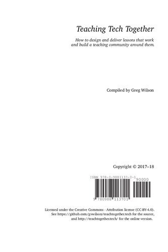 Teaching Tech Together 1st Edition Greg Wilson