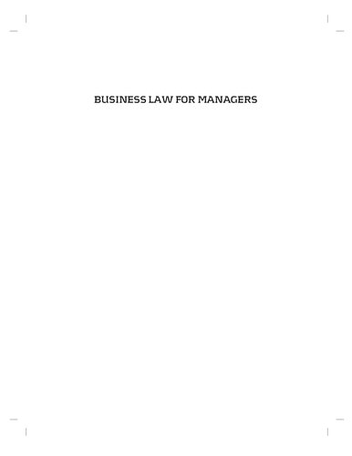 Business Law For Managers 4th Edition Ben French Clive Turner Roger Gamble John Trone