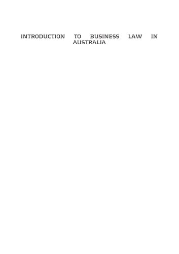 Introduction To Business Law In Australia Alexandra Otevrel
