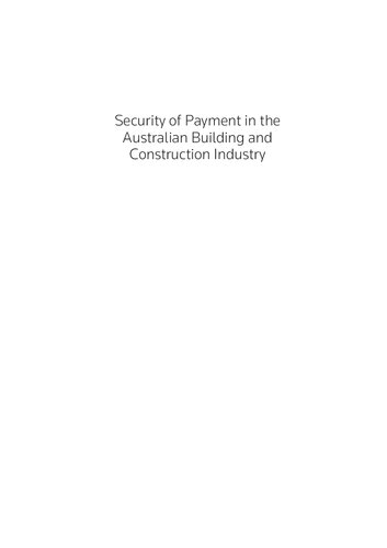 Security Of Payments In The Australian Building Construction Industry 6th Edition Marcus Jacobs Qc