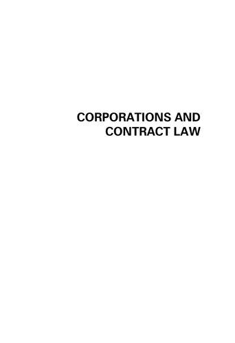 Corporations And Contract Law Second Edition Alex Wan