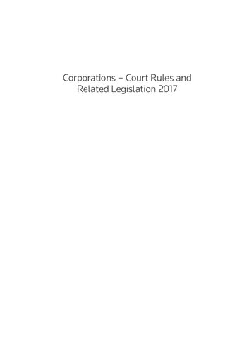 Corporations Court Rules And Related Legislation 2017 Annual Thomson Reuters