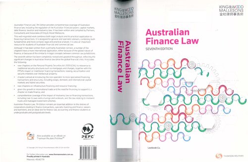 Australian Finance Law 7th Edition King Wood Mallesons
