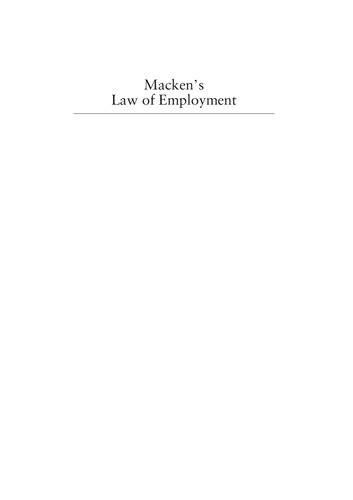 Mackens Law Of Employment 8th Edition Joellen Riley Belinda Smith Paul M Ogrady Carolyn Sappideen James Joseph Macken