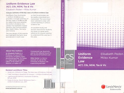 Uniform Evidence Law 1st Edition Elisabeth Peden