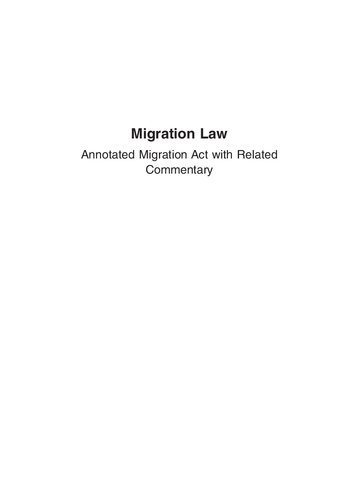 Migration Legislation With Annotations Natasha Bosnjak
