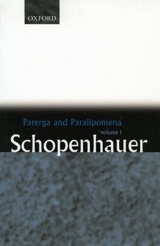 Parerga And Paralipomena Short Philosophical Essays Arthur Schopenhauer