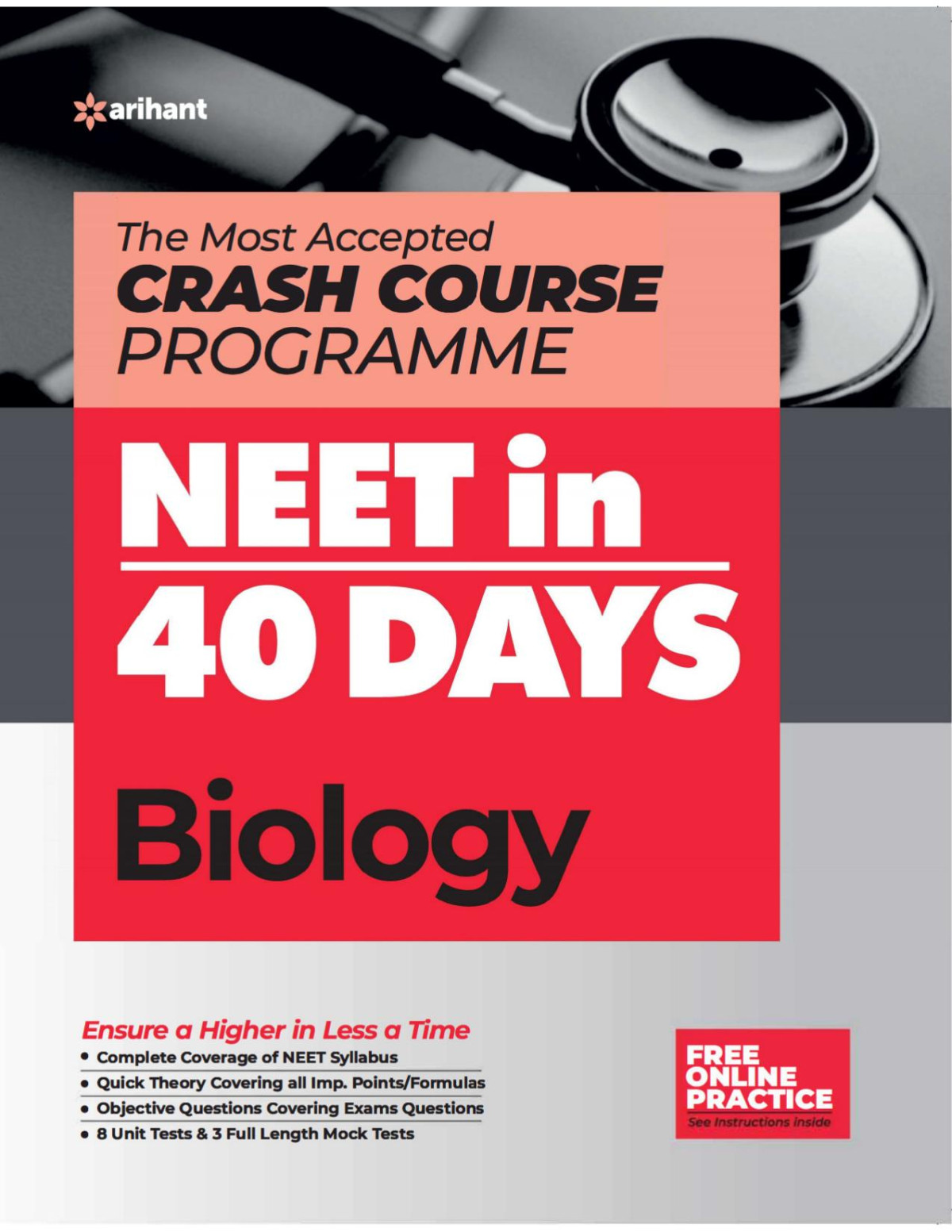 Arihant 40 Days Crash Course For Neet Biology 2021th Edition Arihant