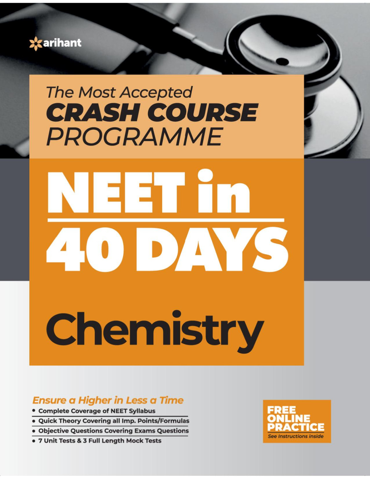 Arihant 40 Days Crash Course For Neet Chemistry 2021th Edition Arihant