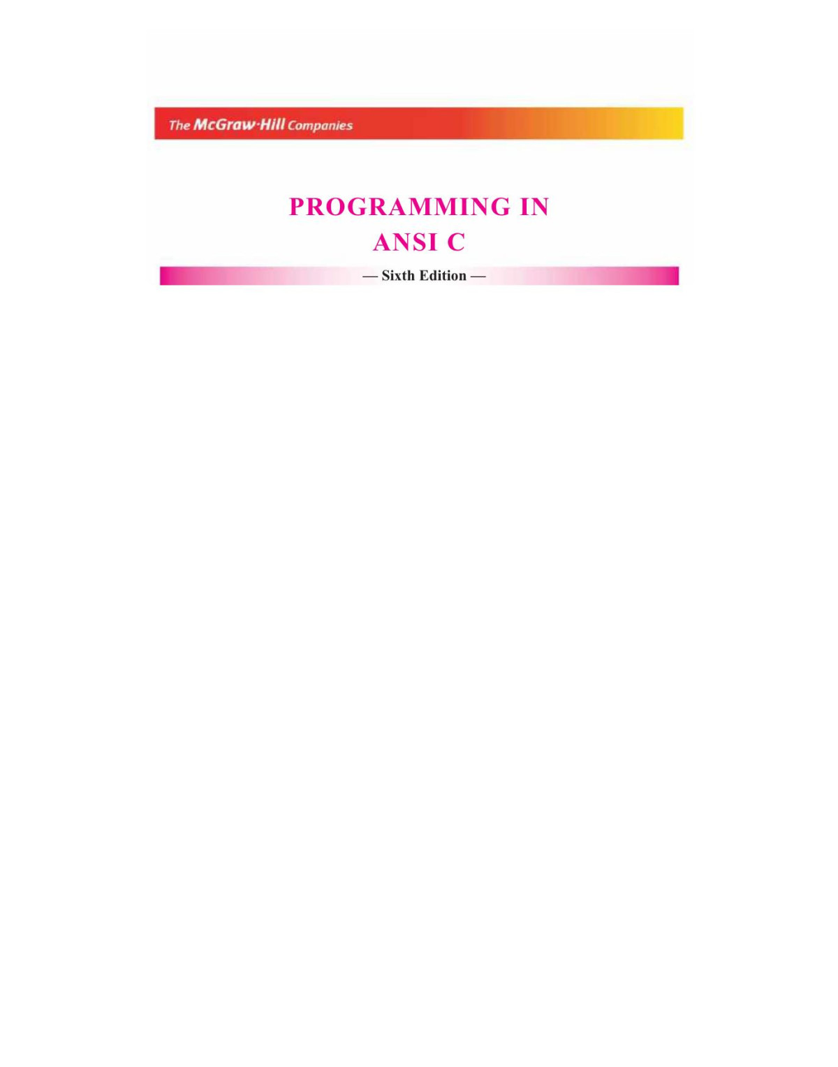 Programming In Ansi C 6th E Balagurusamy