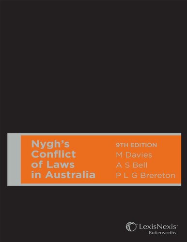 Nyghs Conflict Of Laws In Australia Ninth Edition Martin Davies