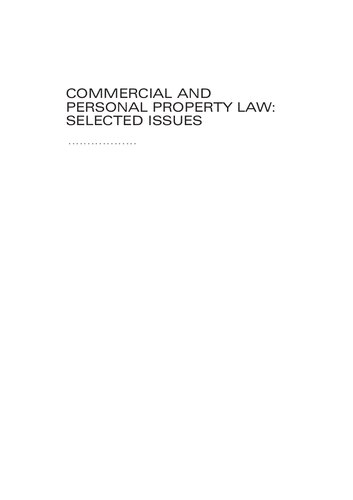 Commercial And Personal Property Law Selected Issues Second Edition Stephen G Corones