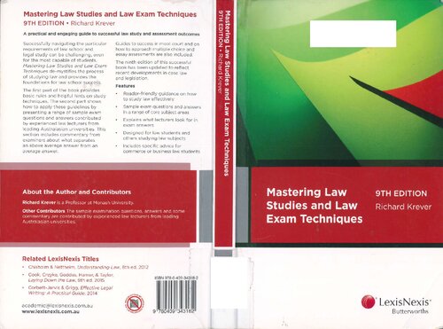 Mastering Law Studies And Law Exam Techniques 9th Edition Richard Krever Susan Barkehall Thomas